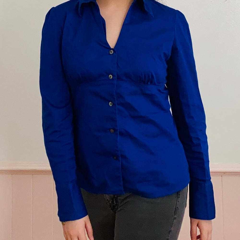 Blue banana republic cotton long sleeve blouse